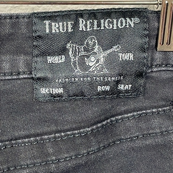 True Religion Halle Mid Rise Super Skinny Jeans Black Wash Horseshoe Stitch 29 - Picture 6 of 13